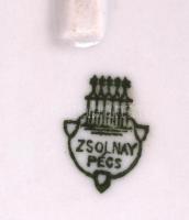 Zsolnay fehér porcelán tál, jelzett, 37x26 cm