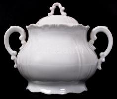 Zsolnay fehér porcelán cukortartó, hibátlan, jelzett, m: 14cm