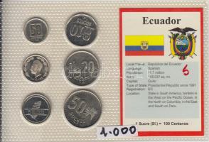Ecuador 1988/91. 50c - 50S 6klf db, bemutató szett T:1 Ecuador 1988/91. 50 centavos - 50 Sucres 6 different, coin set C:UNC