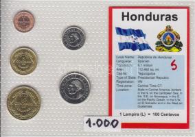 Honduras 1991-94. 1c - 50c 5klf db, bemutató szett T:1 Honduras 1991-94. 1 centavos - 50 centavos 5 different, coin set C:UNC