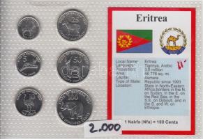 Eritrea 1991. 1c - 100c 6klf darab bemutató szett T:1 Eritrea 1991. 1 cent - 100 cents 6 different, coin set C:UNC