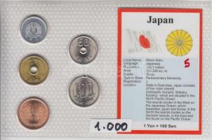 Japán 1989. 1Y - 100Y 5klf darab bemutató szett T:1 Japan 1989. 1 Yen - 100 Yen 5 different, coin set C:UNC