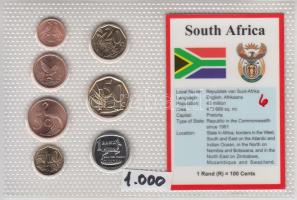 Dél-Afrika 2000-2003. 1c - 1R 7klf db, bemutató szett T:1 South Africa 2000-2003. 1 cent - 1 Rand, 7 different, coin set C:UNC