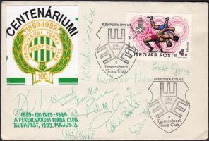 1999 FTC centenáriumi boríték aláírásokkal (Szabó György, Kliment László, Kiss László, stb.)
