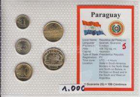 Paraguay 1992-1998. 1G - 100G, 5klf fémpénz bemutató szett T:1 Paraguay 1992-1998. 1 Guarani - 100 Guaranies, 5 different, coin set C:UNC