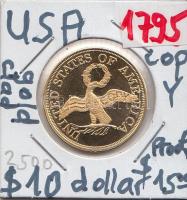 Amerikai Egyesült Államok 2003. "1795. Liberty" 24K-os aranyozásos fém replika plasztik tokban T:PP USA 2003. "1795. Liberty" gilt COPY in plastic case C:PP