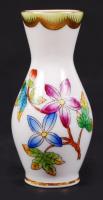 Herendi Viktória mintás porcelán mini váza, hibátlan, jelzett, m: 6,5 cm