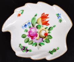 Herendi virágmintás porcelán tálka, hibátlan, jelzett, 11x10 cm