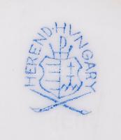 Herendi virágmintás porcelán bonbonier, hibátlan, jelzett, d: 7,5 cm