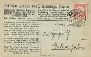 Kellner Sámuel, makói zöldség- és magkereskedő árlistája / vegetable and seed price list