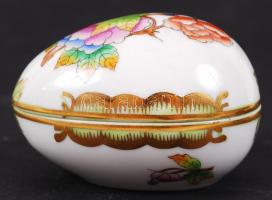 Herendi Viktória mintás porcelán tojás, hibátlan, jelzett, h: 7,5 cm