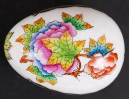 Herendi Viktória mintás porcelán tojás, hibátlan, jelzett, h: 7,5 cm