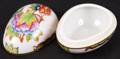Herendi Viktória mintás porcelán tojás, hibátlan, jelzett, h: 7,5 cm
