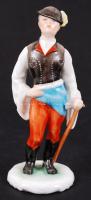 Herendi parasztlegény porcelán figura, kézzel festett, hibátlan, jelzett, m: 16 cm