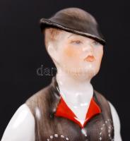 Herendi parasztlegény porcelán figura, kézzel festett, hibátlan, jelzett, m: 16 cm