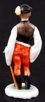 Herendi parasztlegény porcelán figura, kézzel festett, hibátlan, jelzett, m: 16 cm