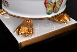 Herendi Viktória mintás karmos váza, hibátlan, jelzett, m: 13 cm, d: 15 cm