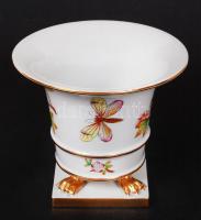 Herendi Viktória mintás karmos váza, hibátlan, jelzett, m: 13 cm, d: 15 cm