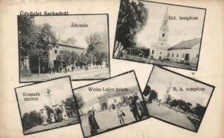 Sarkad, vasútállomás, Weisz Lajos üzlete, templomok (b)