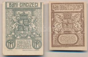 Románia 1917. 25B + 50B T:I,I-
Romania 1917. 25 Bani + 50 Bani C:UNC,AU