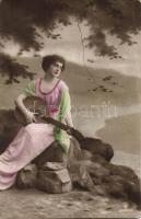 6 db régi, hölgy és gyerek motívumlap / 6 lady and child motive cards