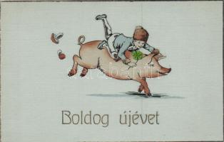 2 db régi, újévi üdvözlőlap / 2 New Year greeting cards