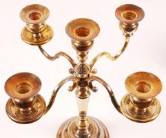 Ötágú fém gyertyatartó lecsavarható fejekkel, m: 33 cm