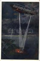 'Gott strafe England!' German military propaganda, Zeppelin, Deutscher Schulverein Karte Nr. 723 (fa)