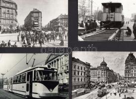 cca 1930-1980 Régi villamosok fotói, 8 db, 9x13 és 10x15 cm közötti méretekben