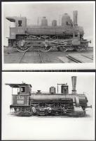 5 db gőzmozdonyokról készült fotó, 16x12 és 18x12 cm közötti méretekben