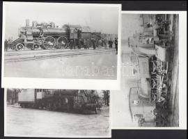 5 db gőzmozdonyokról készült fotó, 16x12 és 18x12 cm közötti méretekben