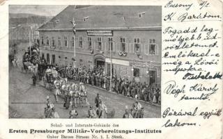 1899 Pozsony, Baross utca, katonai iskola / military school (fa)