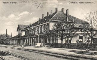 Párkánynána, Vasútállomás; Özv. Neumann Gézáné kiadása / railway station