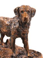 Tömör bronz kutya szobor márvány talapzaton  / Bronze dog statue 30x20 cm