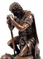 Görög harcost ábrázoló francia bronz szobor, márvány talapzaton / Brionze statue on marble 23 cm