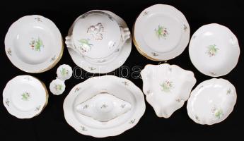 Herendi csipkebogyó mintás 6 személyes komplett étkészlet tálakkal, leveses tállal, sótartóval szép ...