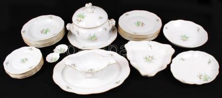 Herendi csipkebogyó mintás 6 személyes komplett étkészlet tálakkal, leveses tállal, sótartóval szép ...