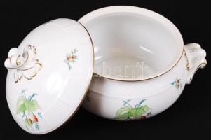 Herendi csipkebogyó mintás 6 személyes komplett étkészlet tálakkal, leveses tállal, sótartóval szép ...