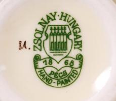 Zsolnay kis váza, kézzel festett, jelzett, hibátlan, m:13 cm