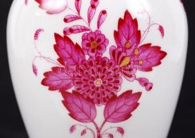 Herendi Apponyi mintás kis váza, kézzel festett, jelzett (koronás), hibátlan, m: 13,5 cm