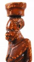 Afrikai cipekedő asszony, faragott puha fa, kopott, jelzés nélkül, m:37 cm