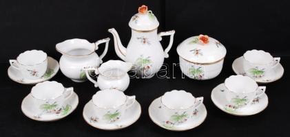 Herendi csipkebogyó mintás mokkás készlet, kézzel festett, jelzett, hibátlan