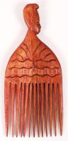 Afrikai faragott fa fésű / African carved comb 23 cm