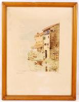 Csillag József (1894-1977): Candzia. Színezett rézkarc-papír, jelzett, üvegezett keretben, 23×18 cm