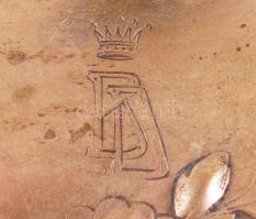 cca 1900 Ezüst (Ag.), belül aranyozott cukordoboz FS mesterjelzéssel, dianás jelzéssel zárral (kulcs...