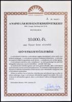 Csurgó 1991. "Napsugár Ruházati Részvénytársaság" szövetkezeti üzletrésze 10.000, 20.000, 50.000 és 100.000Ft-ról A sorozat T:I