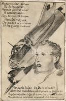 2 db régi képeslap (Szeged városkép, II. világháborús grafikai lap)