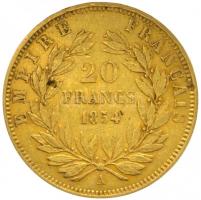 Franciaország/Második Császárság 1854A 20Fr Au "III. Napóleon" Párizs (6.4g/0.900) T:2-
Fr...
