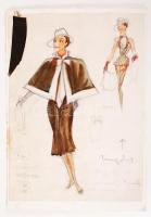 Vogel Eric (1907-1996): Jelmezterv. Papír, vegyes technika (grafit, vízfesték), jelzés nélkül, 20x28 cm.