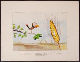 Pályi Jenő (1900-1953): Ragyogó szemek. Papír, vegyes technika, jelzett, 50x39cm